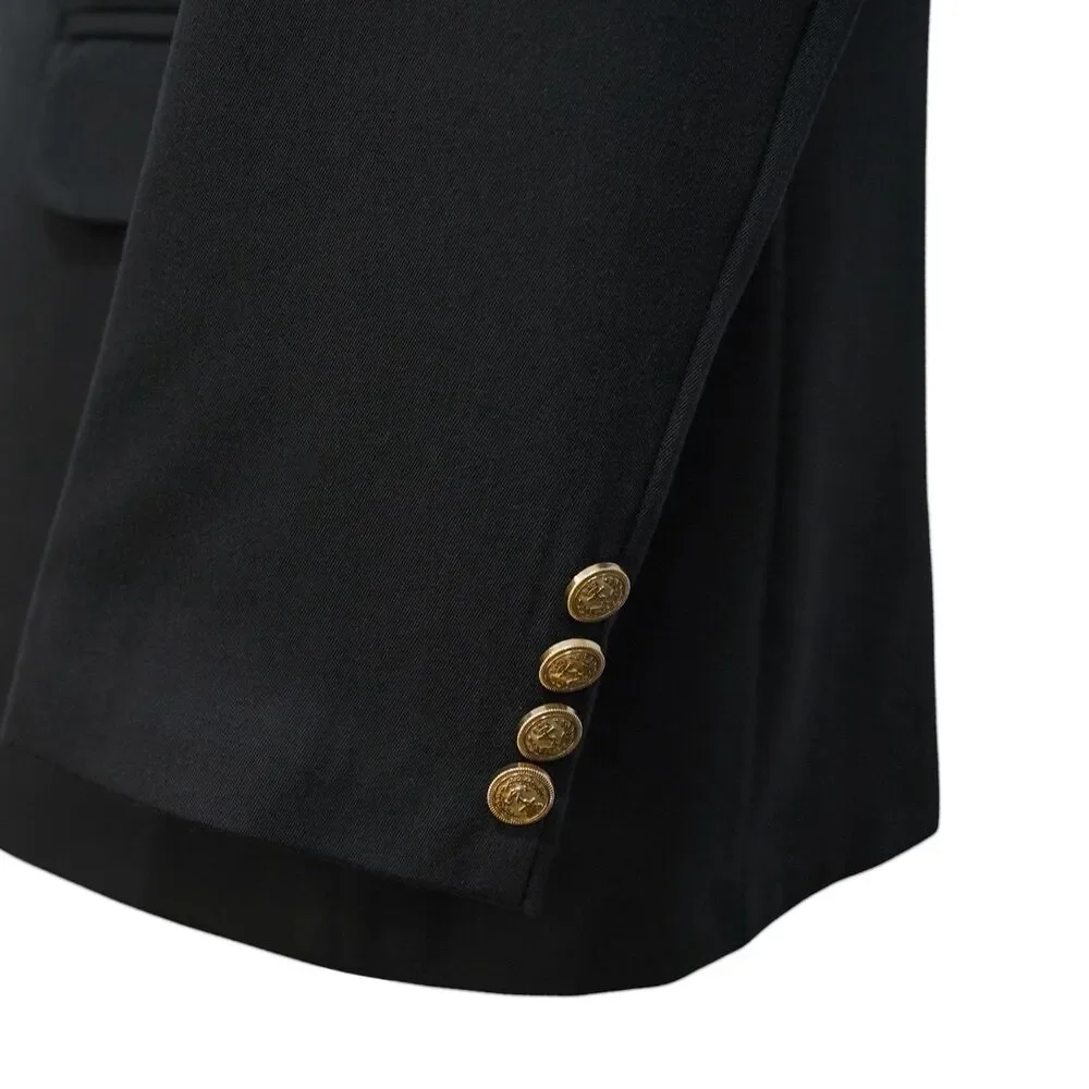 Mens 42R Black Wool Blazer Hand Embroidered Gold Paisley Tuxedo Suit Jacket